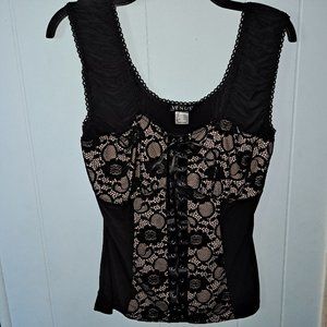 Lace & Lace Up Sleeveless Corset Top